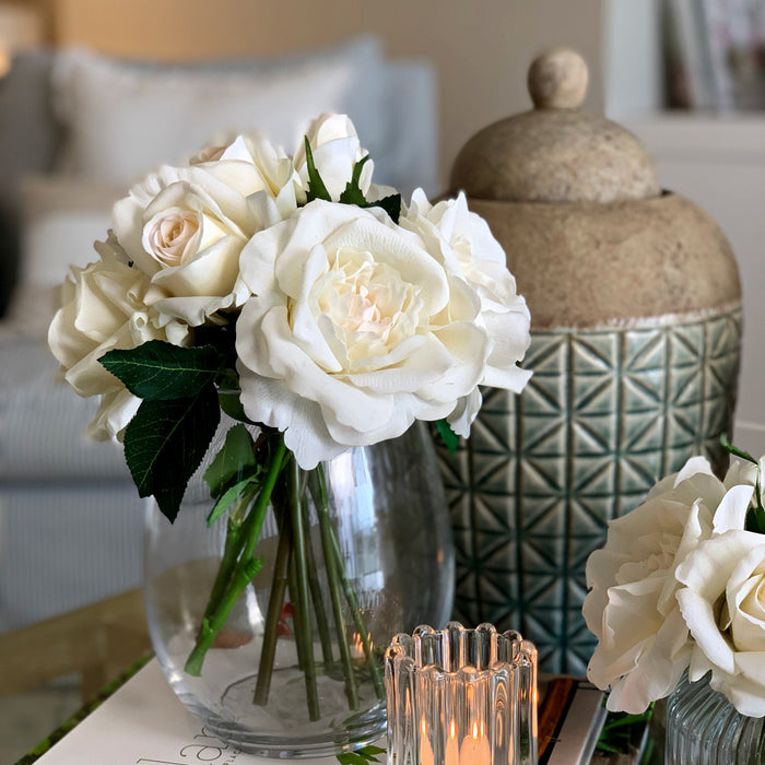 Perfect Rose Arrangement in Vase - Ivory