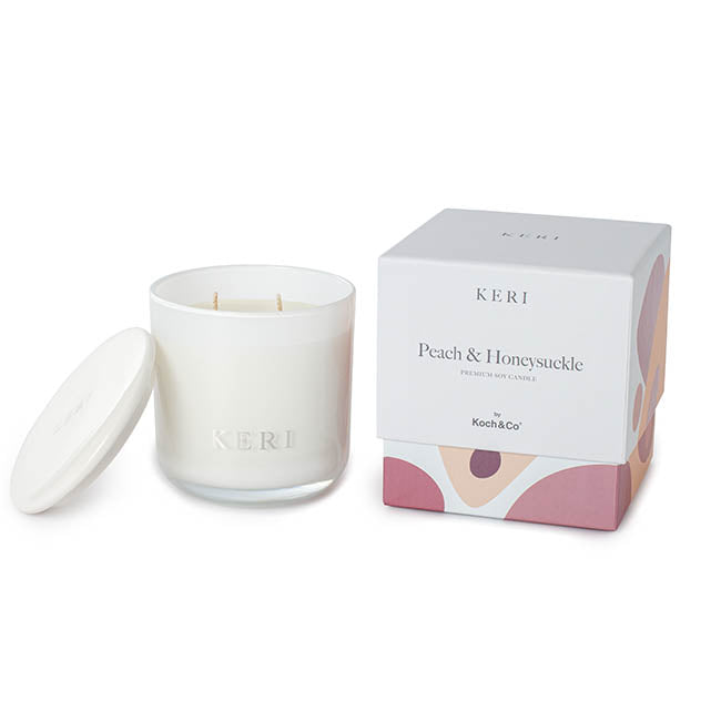 Luxury Keri Soy Candle | Peach & Honeysuckle