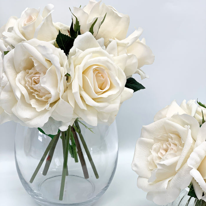 Perfect Rose Arrangement in Vase - Ivory